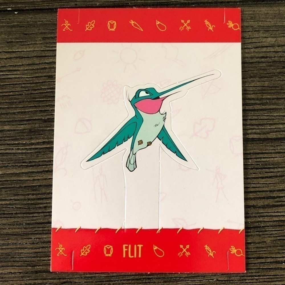 Disney: ’95 Pocahontas movie trading card:  Pop-up Card: Flit #5 of 12